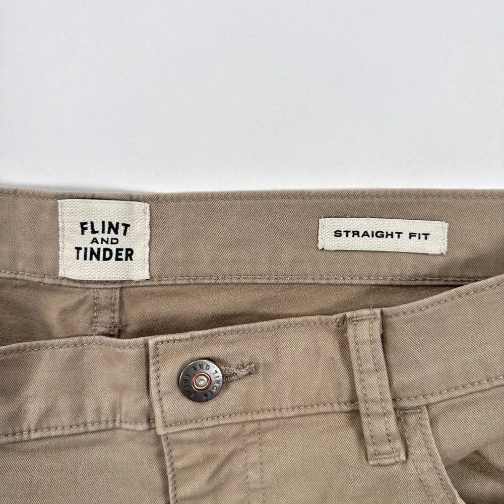Flint and Tinder 365 Pant Mens 36 Khaki Straight Fit Stretch Chino Gorpcore